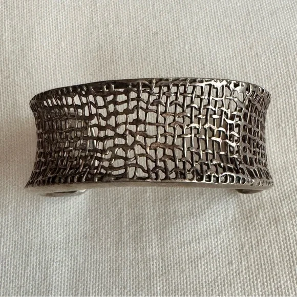 Retired Silpada Sterling Woven Cuff Bracelet - Picture 3 of 16